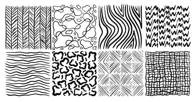 Set of abstract black and white patterns