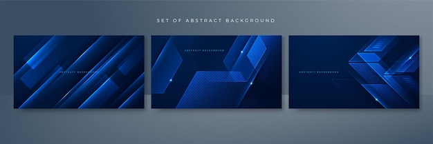 Set of abstract blue background poster with dynamic technology network Vector illustration