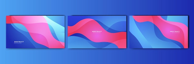 Set of abstract blue background with pink orange yellow trendy neon gradient Design for banner poster wallpaper template and social media template