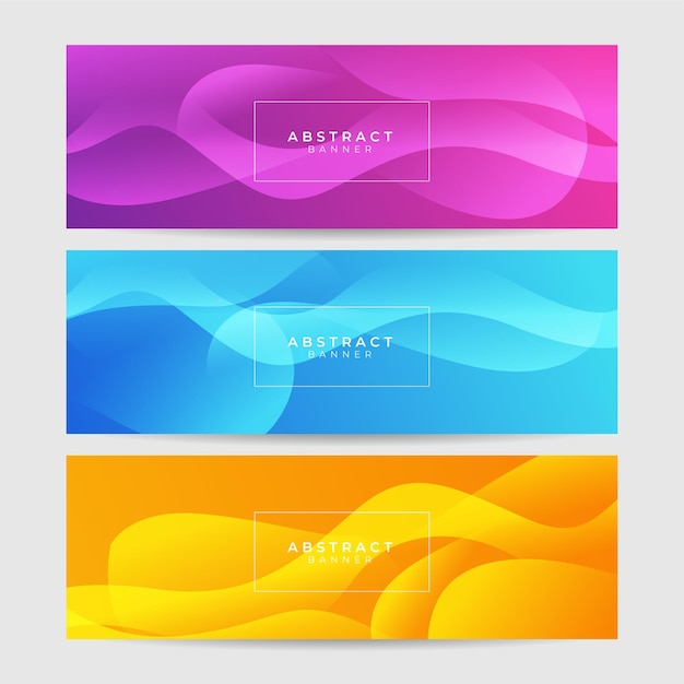 Set of abstract blue red orange banner background with 3d overlap layer and wave shapes. Geometric, polygonal Abstract background, texture, advertisement layout. web page. header for website.