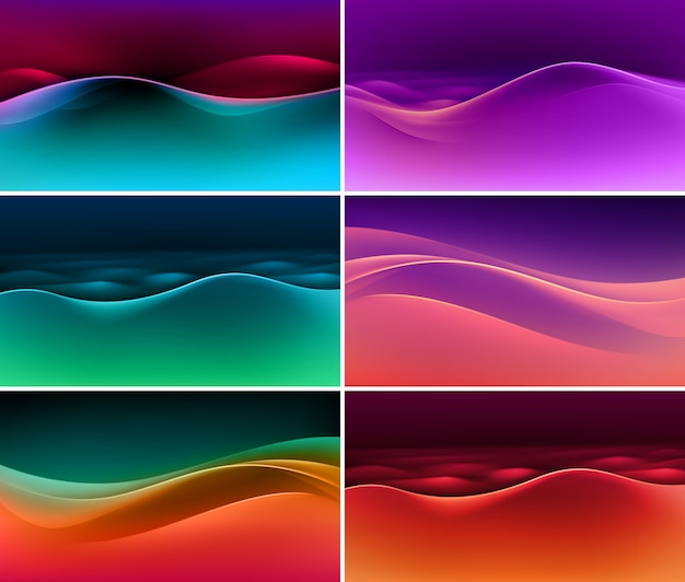 Set of Abstract Colorful Multicolored Wave Backgrounds