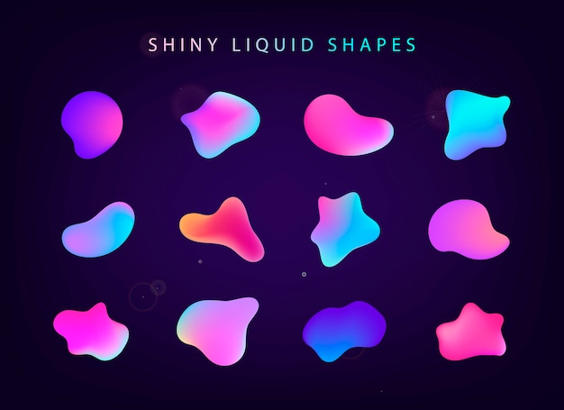 set of abstract gradient iridescent shapes, banners.