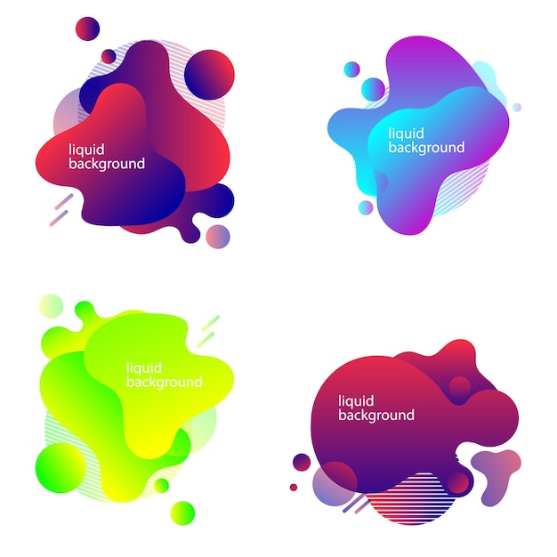 Set of abstract liquid shapes Fluid design Isolated
