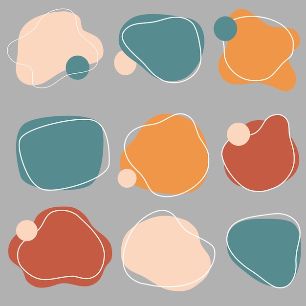 set of abstract liquid shapes with lines
