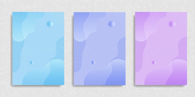 set of abstract premium light blue, purple and violet wavy background with gradient color. vector illustration