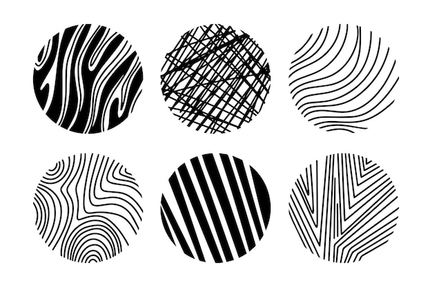 Set of Abstract Round Hand drawn doodle shapes vector illustration