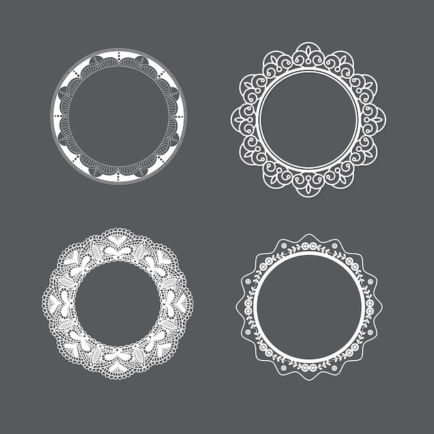 Set of arch and double arc rectangle and square oval and circle frames with wavy edges Simple geo