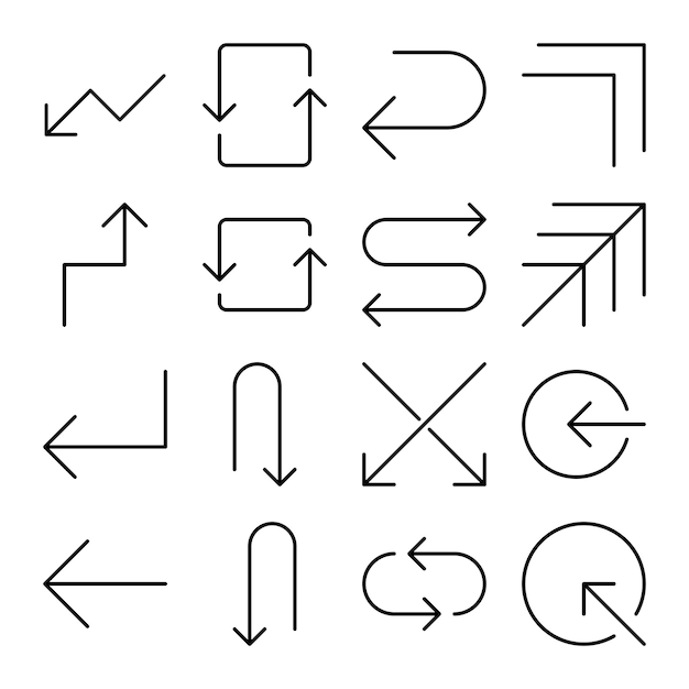 Set of arrow and direction vector