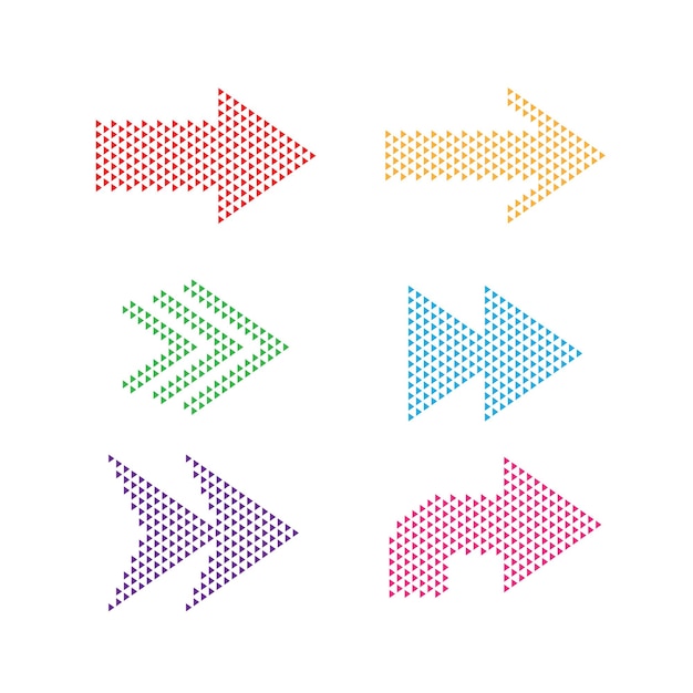 Set of arrows isolated on white background with halftone style, vector illustration