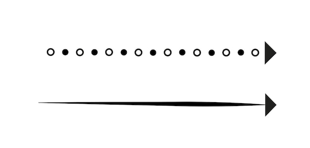 Set of arrows Pack of dotted pointers Minimalist creativity and art UI and UX design elements for website and mobile application Linear vector collection