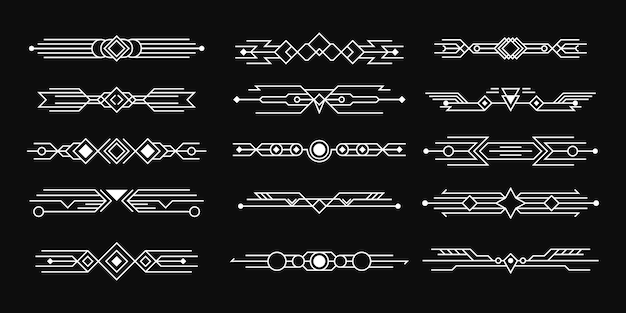 Set of art deco. Abstract compositions and dividers in the style of paintings.