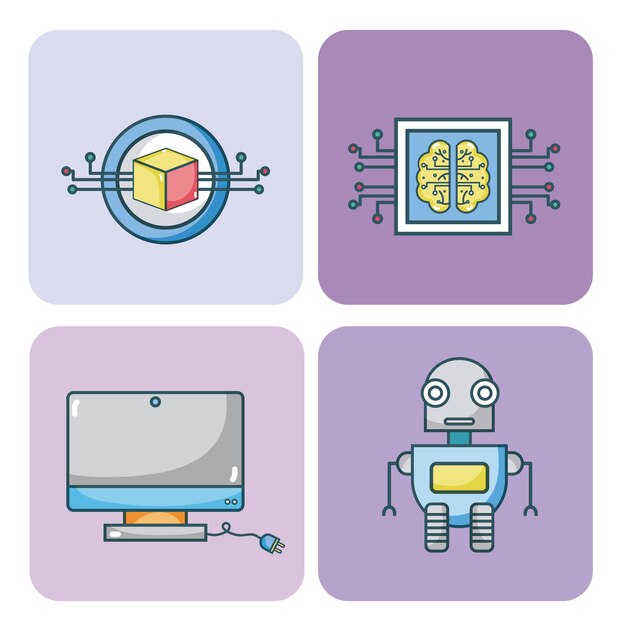set of artificial intelligence icons collection 