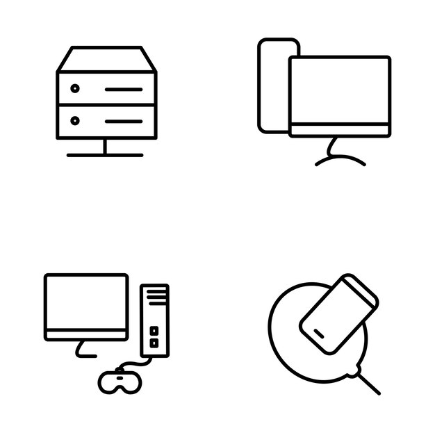 Set of artificial intelligence line icons Technology ai digital brain chip etc