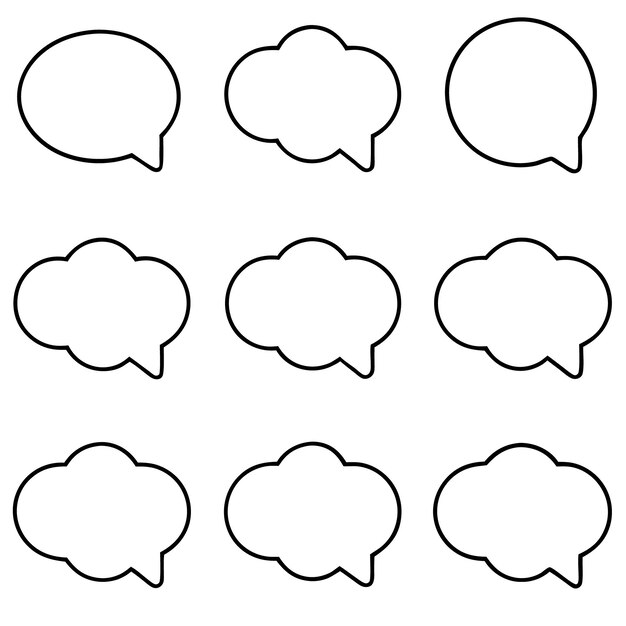 set of blank empty speech bubbles dialogue text vector illustration isolated white background