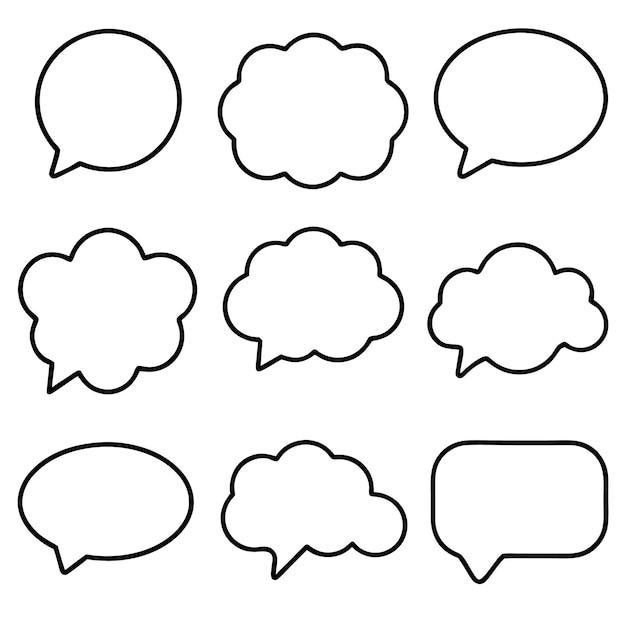 set of blank empty speech bubbles dialogue text vector illustration isolated white background