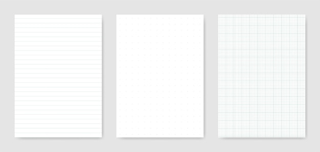 set of blank graphical technical paper sheet for data representation