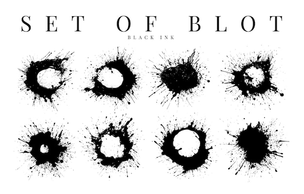 Set of blots in black ink and in the shape of a circle