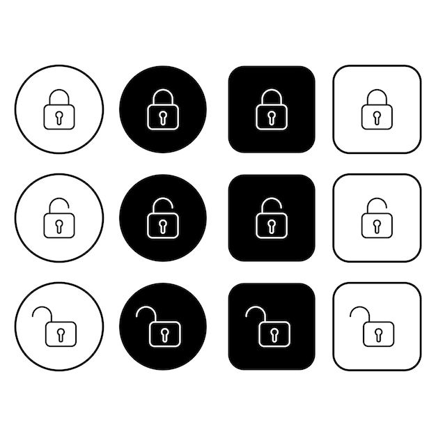 set of buttons with lock icons a collection of security symbols for uiux web design editable stroke