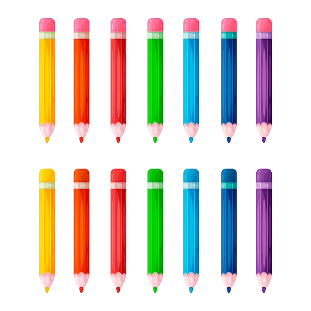 set of cartoon cartoon pencils
