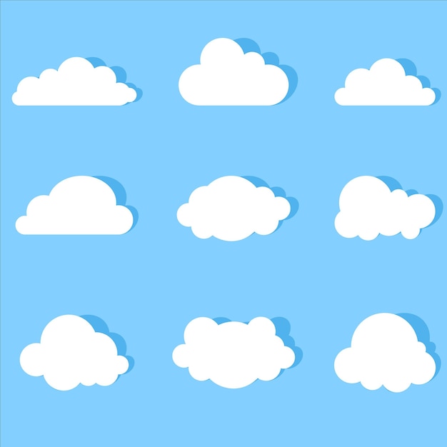 Set of Cartoon clouds on blue background Vector Illustration  Suitable for your wallpaper
