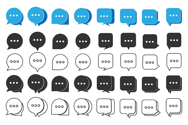 Set of Chat Message Bubbles Vector Icon Communication icons Talk bubble dialog Web icon set Online communication Conversation SMS Notification Group Chat Chatting icons in different styles