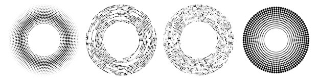 Set of circle halftone dotted backgrounds