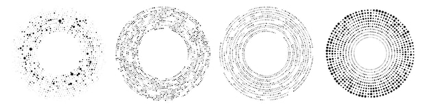 Set of circle halftone dotted backgrounds