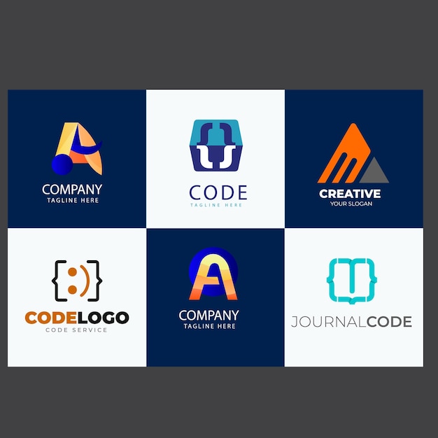 set of code and document symbol logo design template