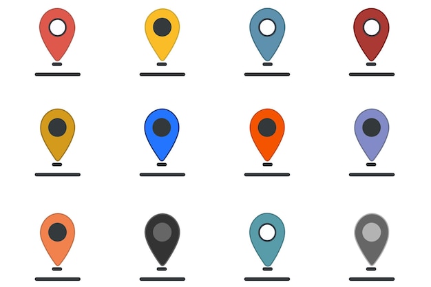 Set of color location icons location marker on the map Element for application website user
