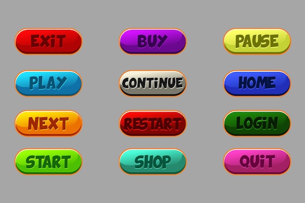 Set of colored buttons for 2D game
