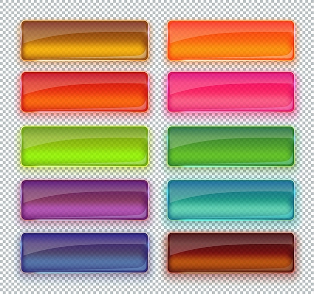 Set of colored glass buttons for web interface.