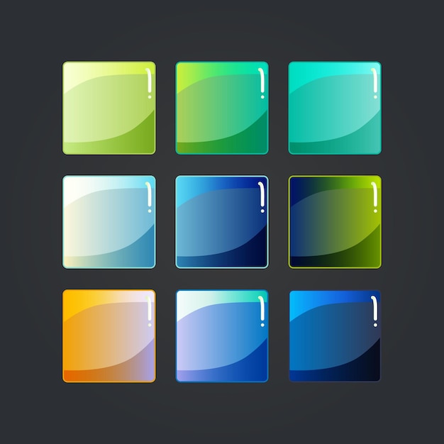 Set of colorful gradient game interface button Buttons for web or ui design