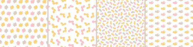 set of colorful seamless patterns bright abstract shapes