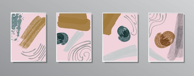 Set of creative minimalist hand painted illustrations for wall for gift card Poster on wall poster template landing page
