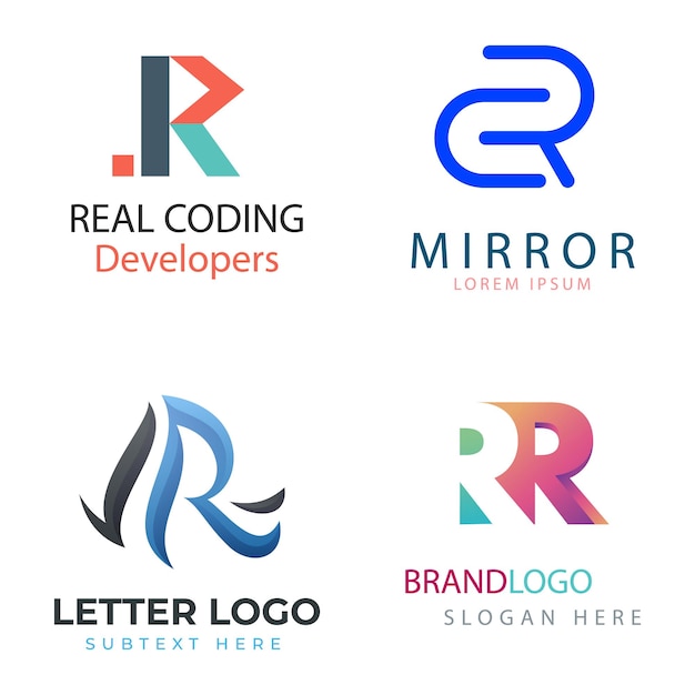 set of creative r logo minimalist design abstract concept initial r logo for your business company