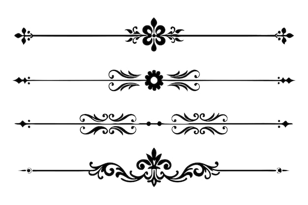 set of decorative divider elements illustration black and white