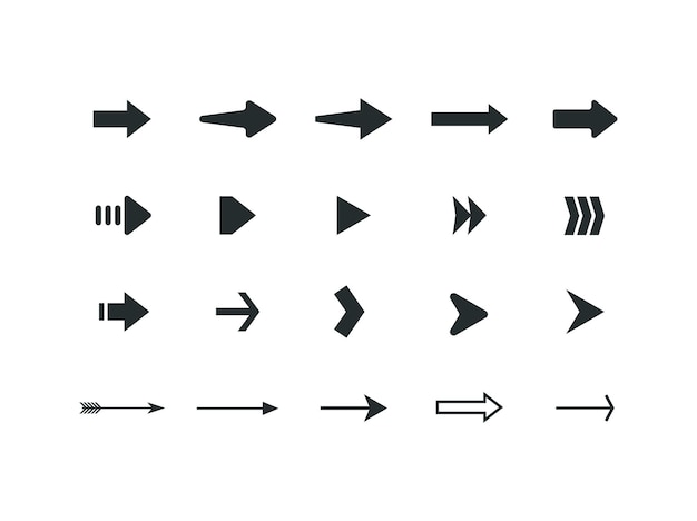 Set of different arrows pictograms