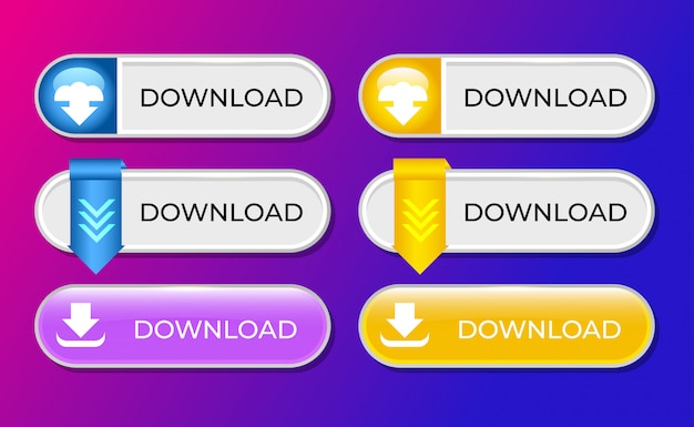 Set Of Download Button Collection For Ui Ux Template