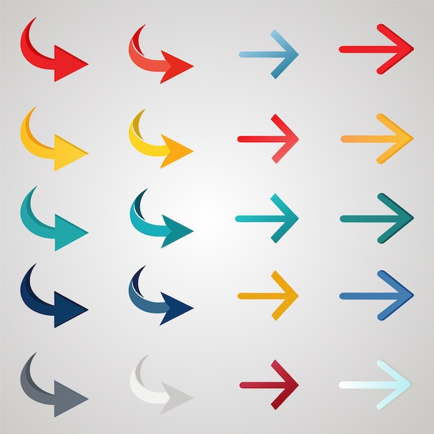 Set of elements arrows to mark in flat style