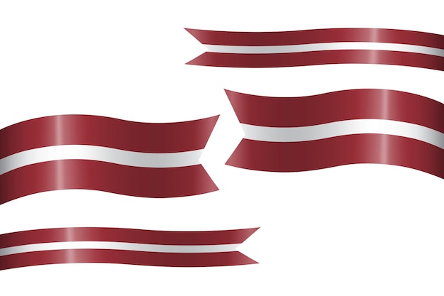 Set of flag ribbon with colors of Latvia for independence day celebration decoration