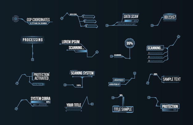Set of futuristic callout bar labels