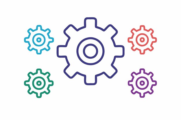 Set of gear icon gear setting symbol cogwheel vector illustration on white background