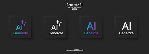 Set of Generative AI black button Artificial intelligence and Machine learning technology concept AI enters by command prompt to generate ideas Chat with AI UI UX design Vector illustration