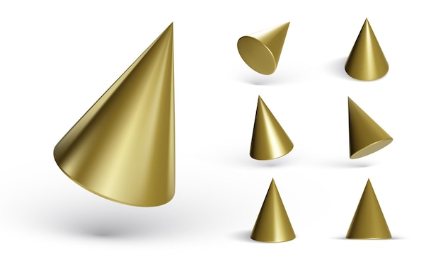 Set of geometric cones isolated on white
