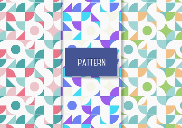 set of geometric seamless patterns in different colors vector