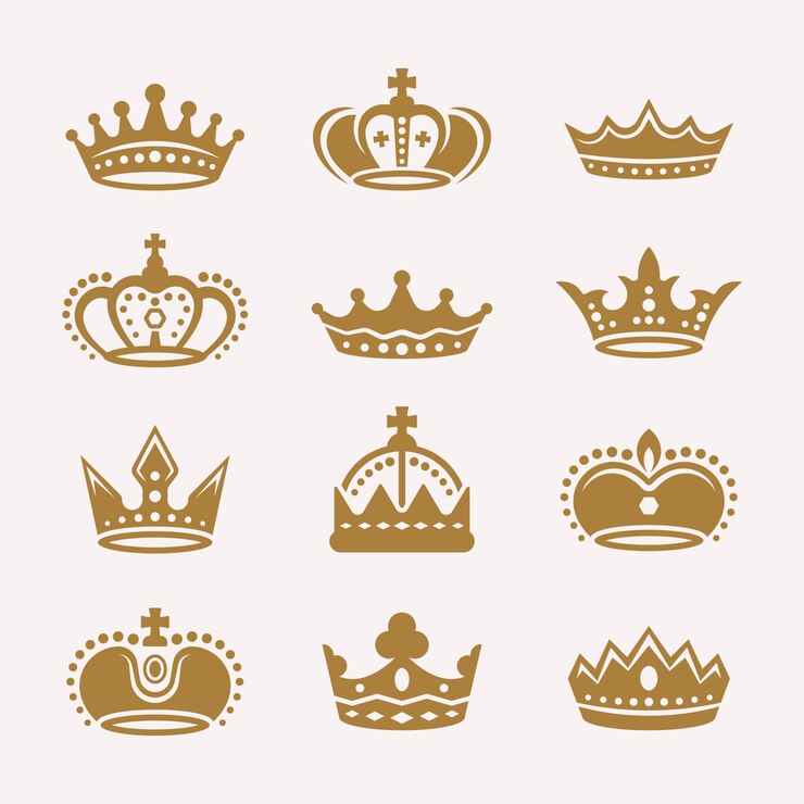 Vektori set of gold crowns isolated vector icons