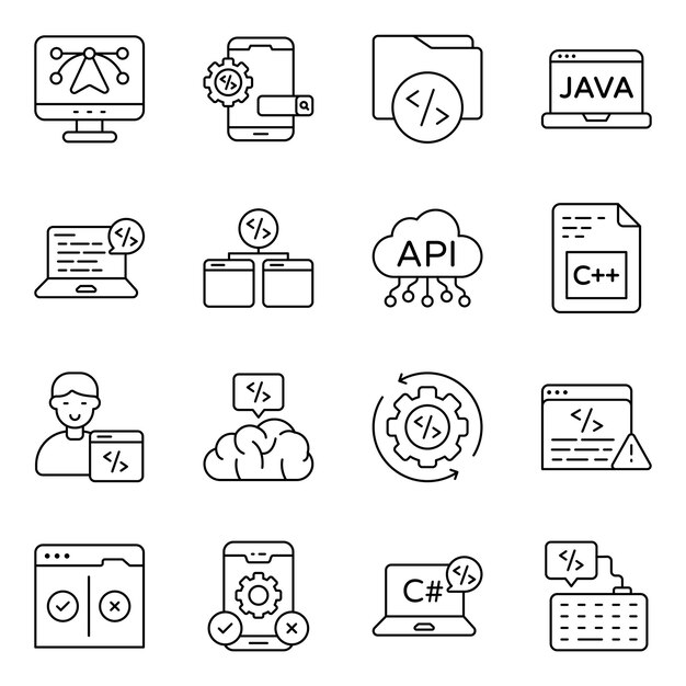 Set of Graphic Designing Linear Icons