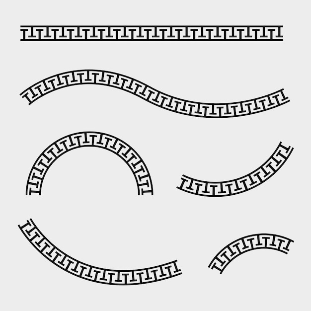 set of greek pattern design shapes greek pattern random lines