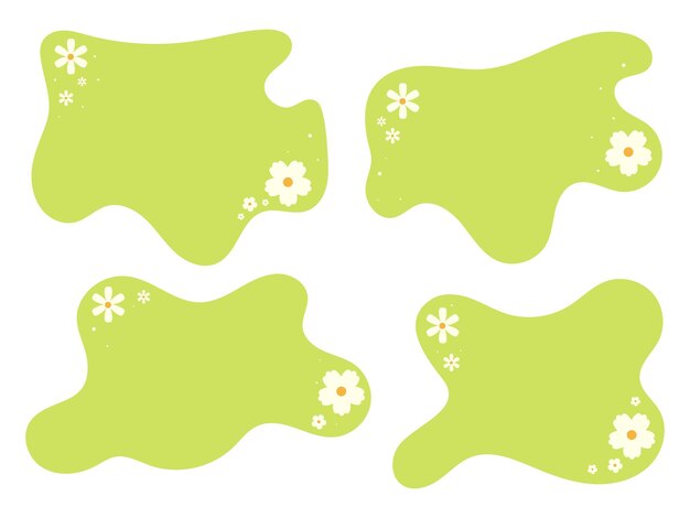 set of green background with copy space for text and with flowers spring vector templates