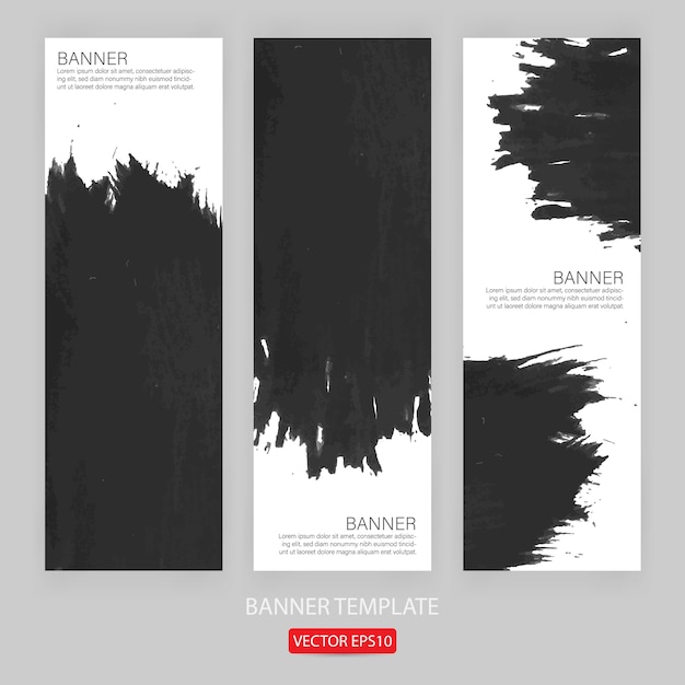 set of grunge banner template hand drawn painted scratched for promotion